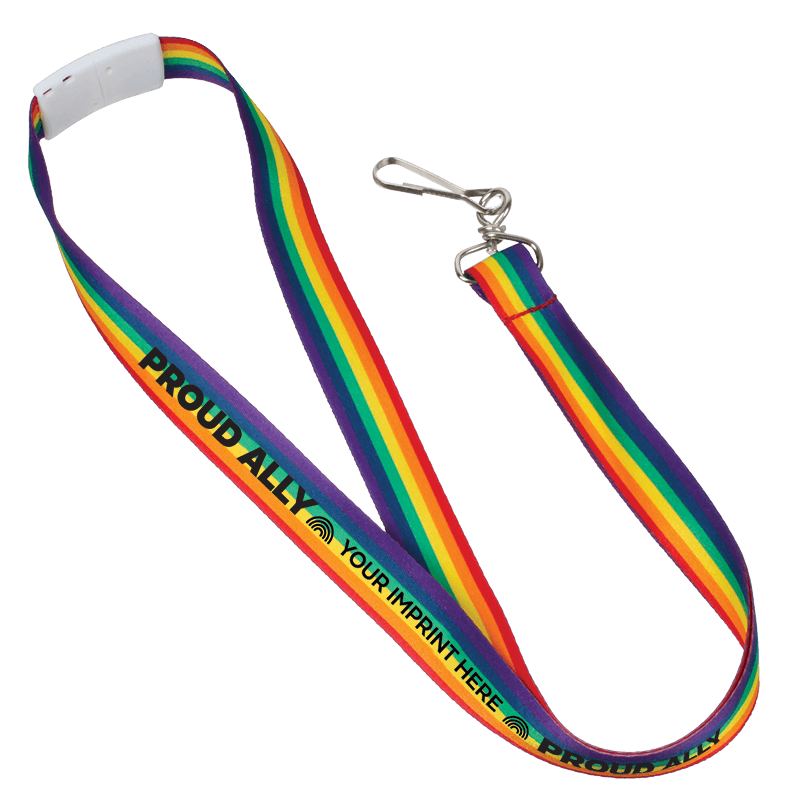 LGBT Inclusion & Progression Lapel Pin Badge & Rainbow Pride Printed Lanyard 